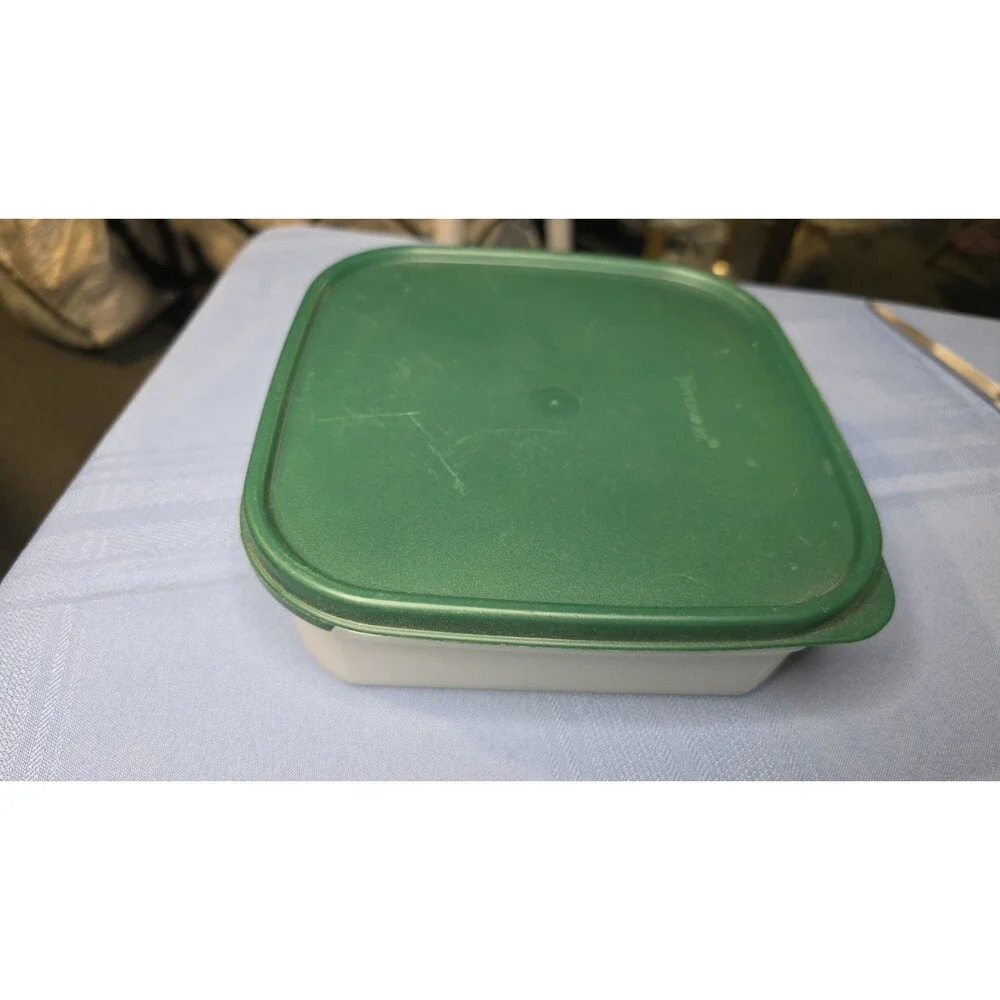 Vintage Tupperware Modular Mate Square #1 Container #1619 Green Seal 5 Cup